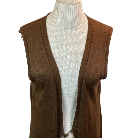 Peruvian Connection Sleeveless Long Duster Womens L Brown 100% Pima Cotton - Picture 5 of 11